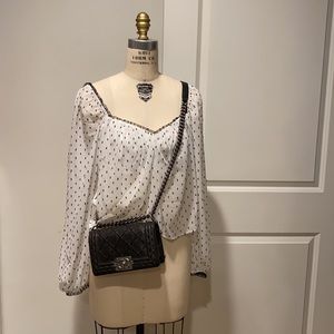 Flynn Skye, black and white crop blouse. Size small, runs tight.